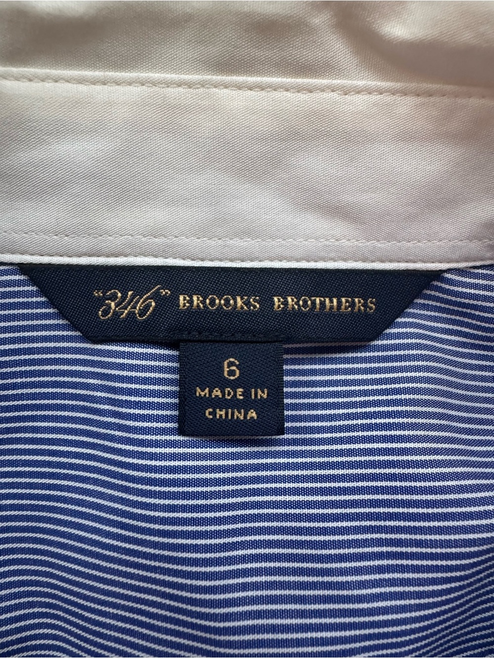 Brooks Brothers Cotton Blue Pinstripe Button-Down Shirt w/ White Contrast Collar - Picture 3 of 8